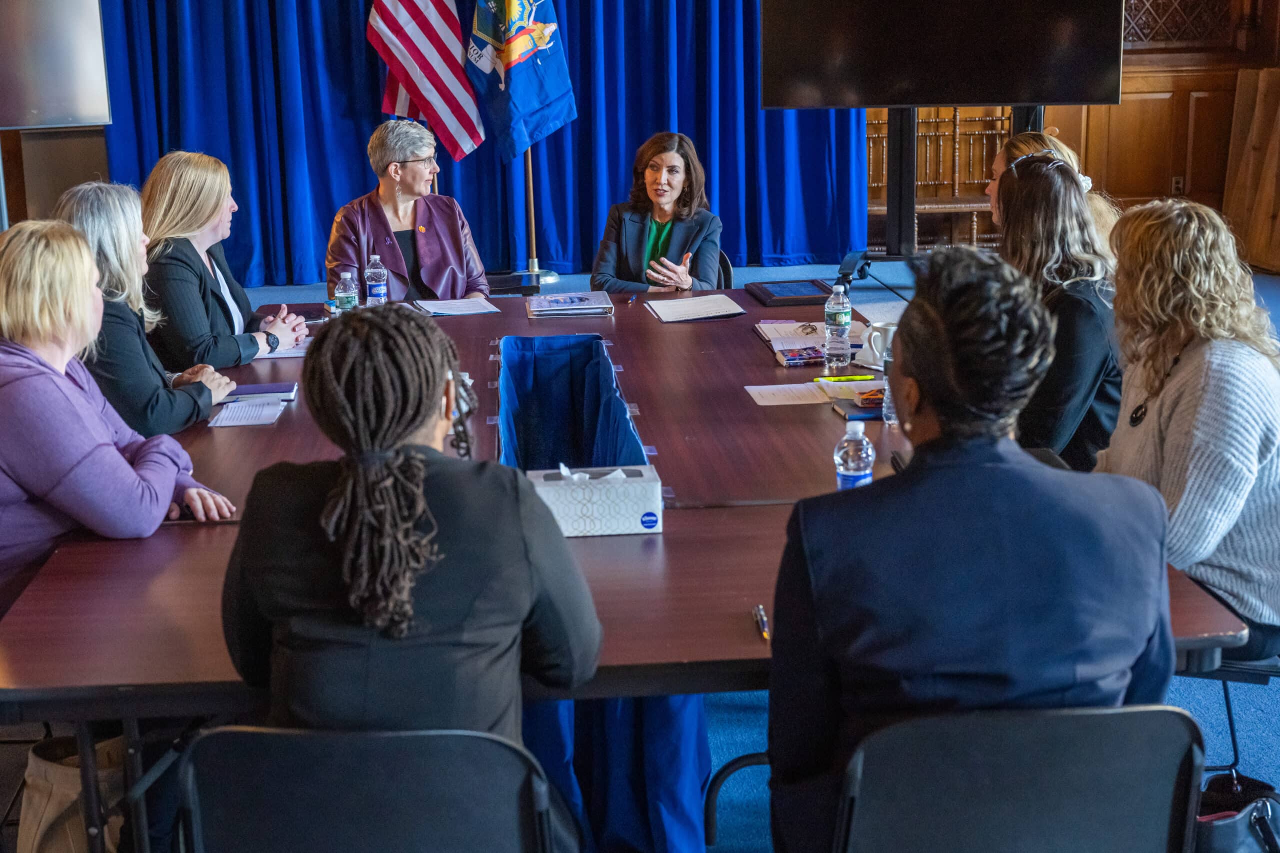 New York State Governor Kathy Hochul and Safe Horizon CEO Liz Roberts at Domestic Violence Gun Violence Roundtable
