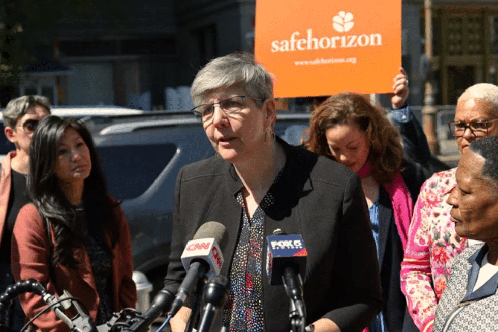 Safe Horizon CEO Liz Roberts at Press Conference on E. Jean Carroll lawsuit against Trump Adult Survivors Act